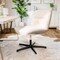 Flash Furniture Chloe Wide Mid-Back Cream Padded Faux Shearling Armless Office Chair, Swivel Function, Black Frame CH-232196-1-CR-BK-GG - alternate 4
